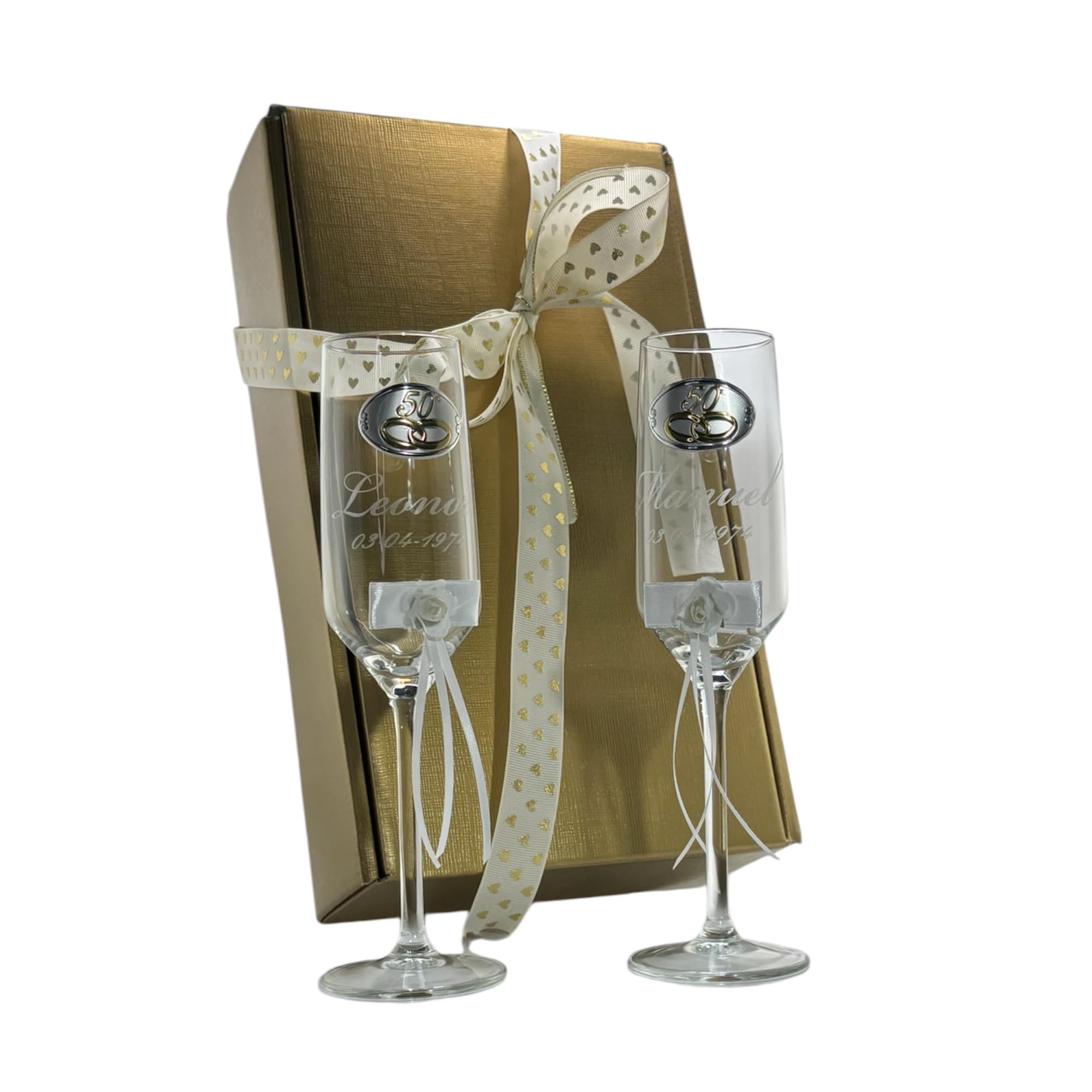 Copas Grabadas para 50 Años – Regalo para Bodas de Oro y Aniversarios – Personalizadas en Cristal