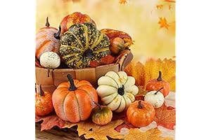 HAKACC 14 PCS Artificial Lifelike Simulation Mixed Pumpkins Fake Pumpkins with 30PCS...