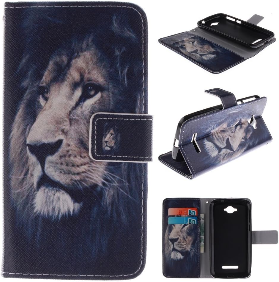 C7 Case Alcatel One Touch Pop C7 Kickstand Case,Tribe-Tiger Stylish Tribe Brave Lion Design Premium Leather Magnet Slim Flip Kickstand Case Cover for Alcatel One Touch Pop C7