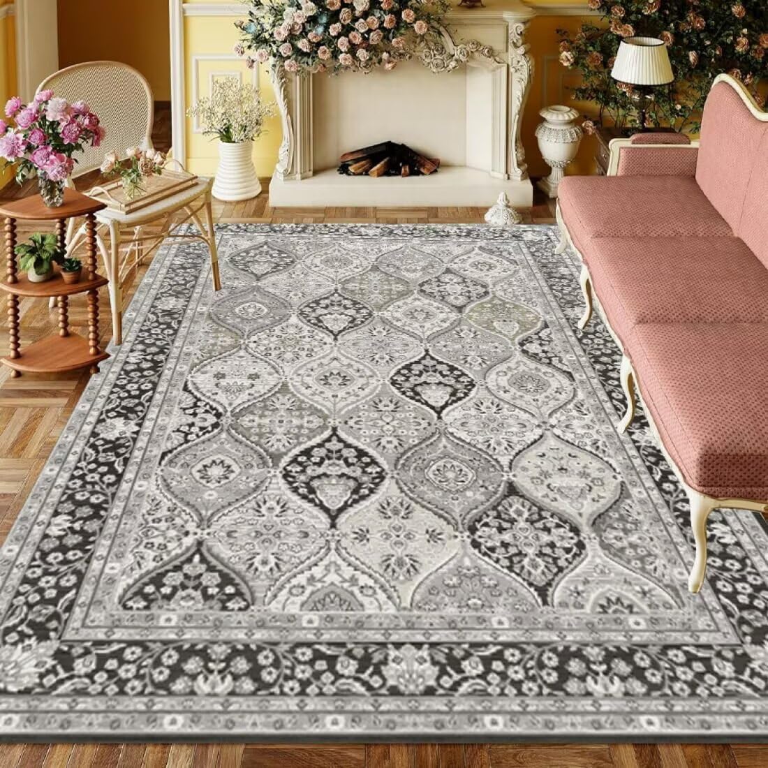 Tapis lavable en machine gris 140x200cm contre les allergies
