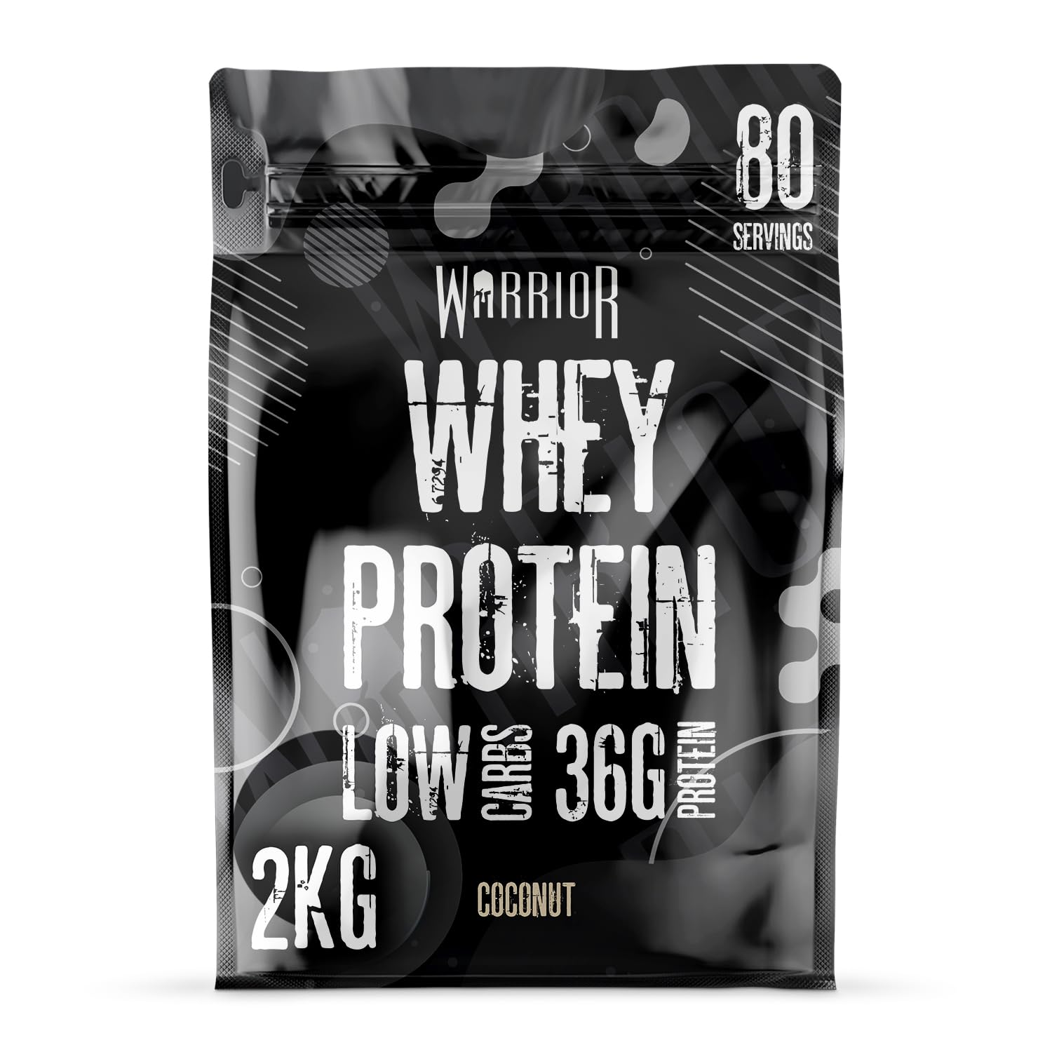 Warrior Whey Protein Powder – Up to 36g* of Protein Per Shake – Low Sugar, and Low Carbs – GMP Certified (Coconut, 2kg)