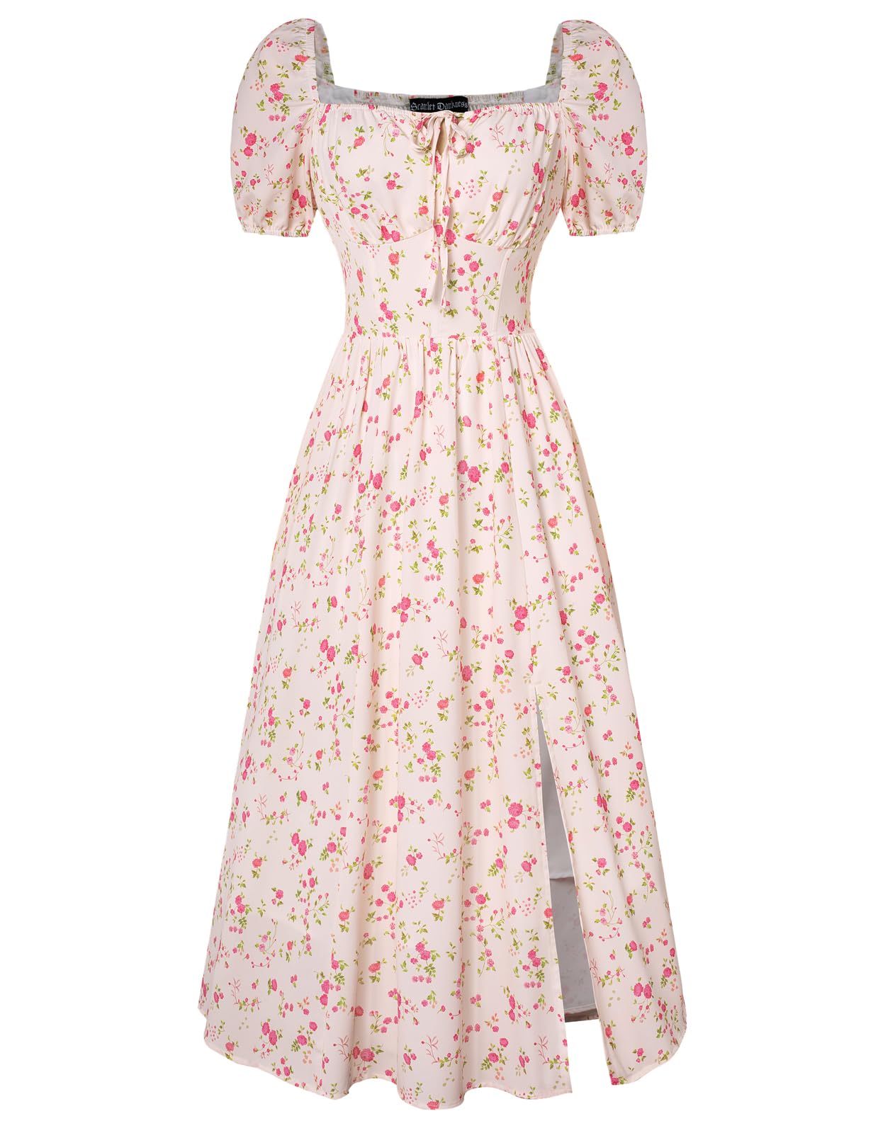 Scarlet Darkness Cottagecore Dress for Women Split Long Dress Milkmaid Corset Dresses