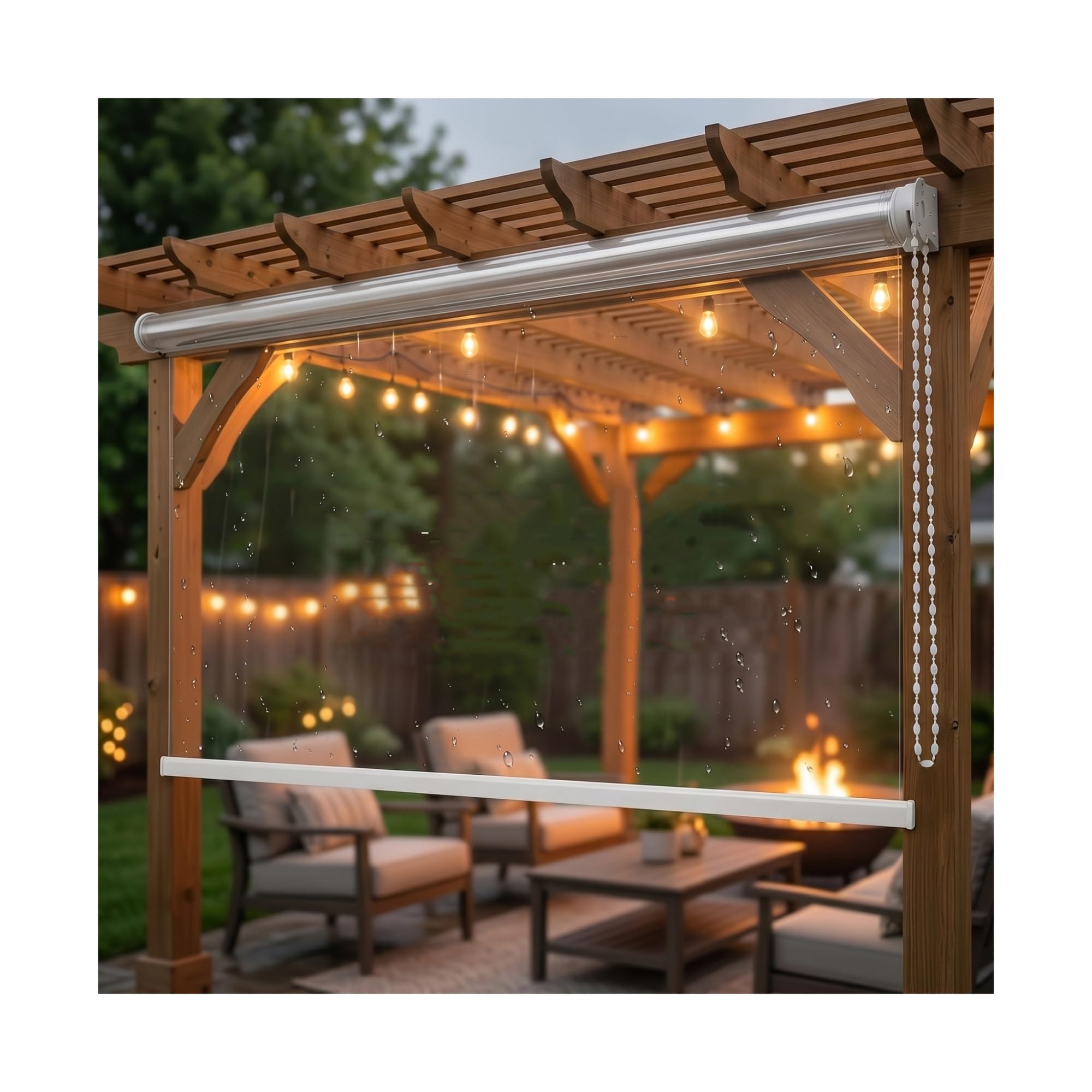 Outdoor Heavy-Duty Windproof & Waterproof,Clear PVC Roller Shade Thickened Insulated Vinyl Cover, for Patio, Balcony, Window, Door and Garage All-Weather Protection(W90*H220cm/W35.43*H86.61in)