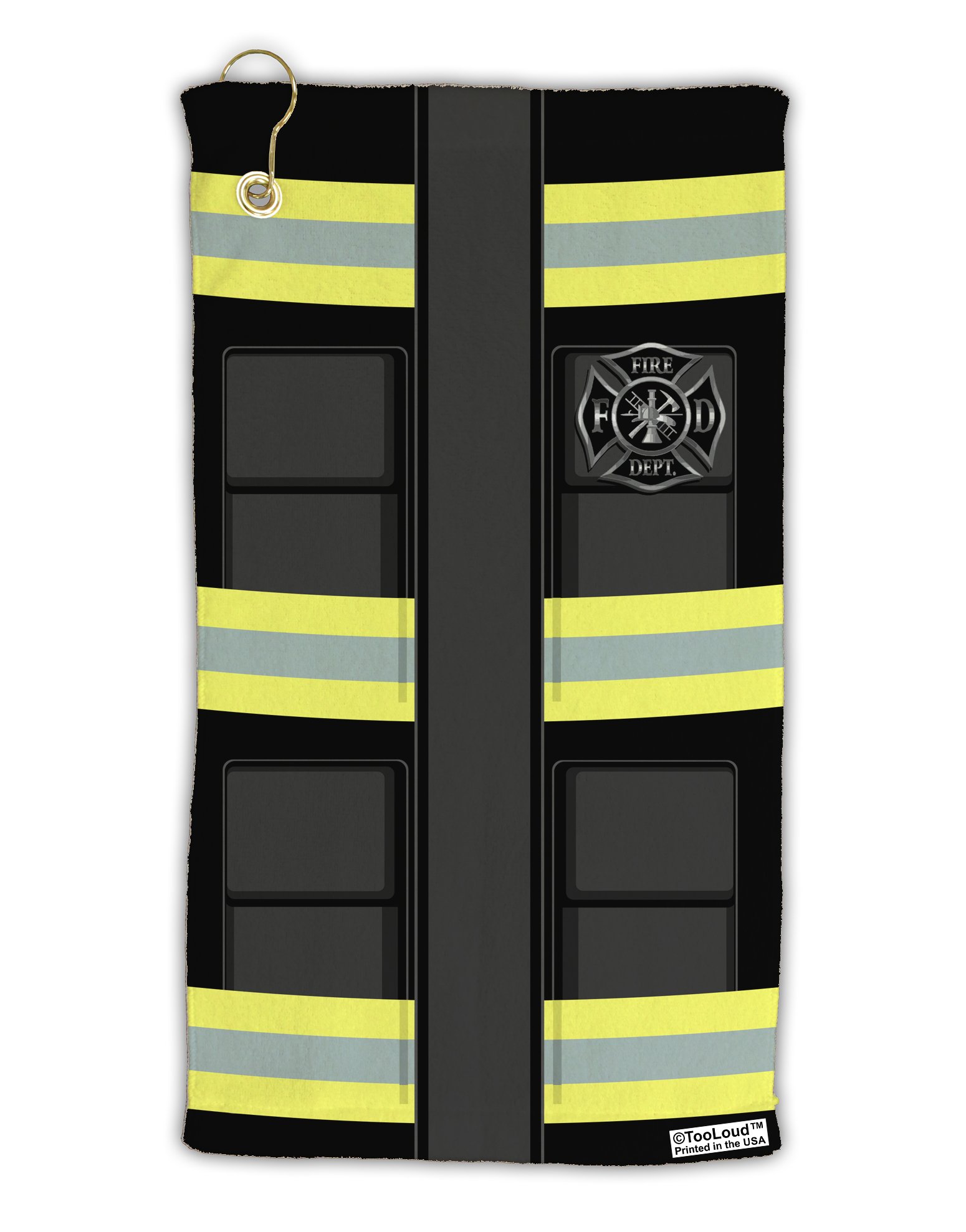 TOOLOUDFirefighter Black AOP Micro Terry Gromet Golf Towel 15" x 22" All Over Print