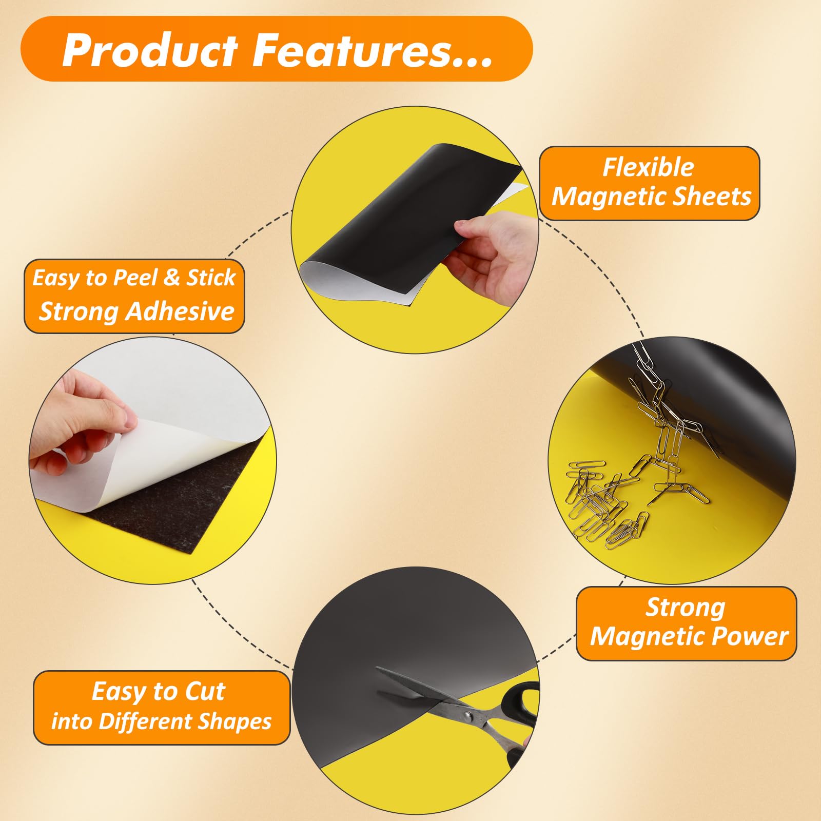 Magnetic Sheets With Self Adhesive Backing, Flexible Magnetic Adhesive Sheets For Cutting Dies Storage, Magnetic Contact Paper, Peel And Stick For School And Home, 40 Pieces - View #12