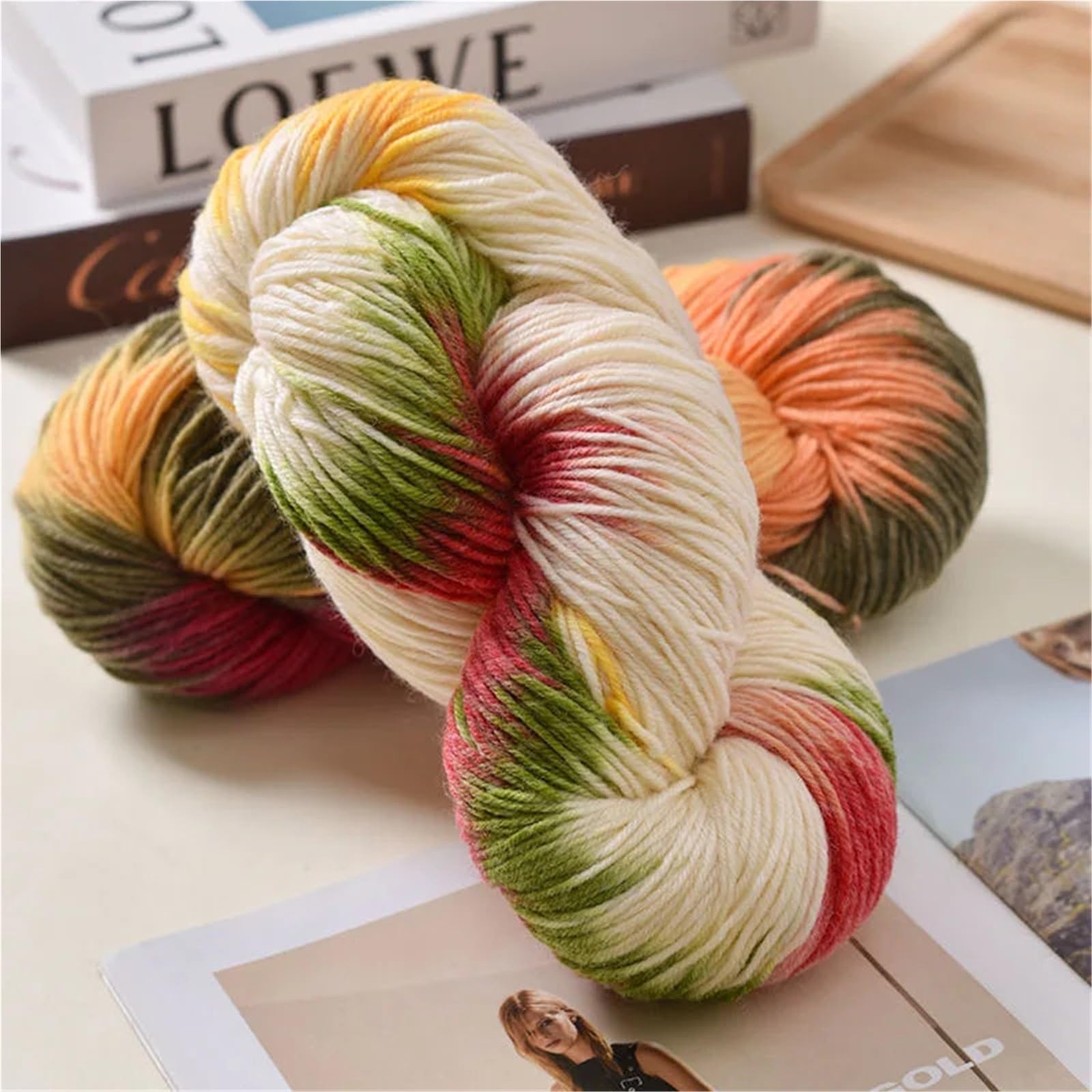 Hilo de color degradado que hace punto la lana suave del poliéster 250g ganchillo(Khaki)