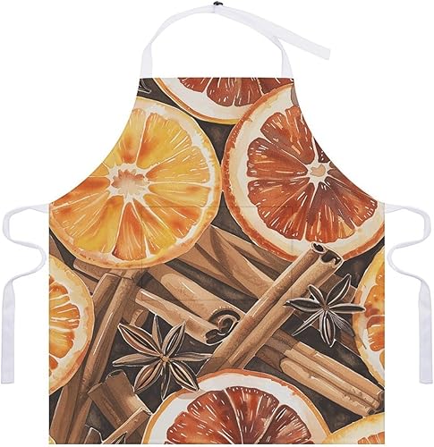 Miniatura 7 de MUSM Apron for Adults - 27.6 X 31.5 Inch, Heavy-Duty Polyester Aprons with Two Large Pockets, Waterproof Oranges And Spices Kitchen Apron for