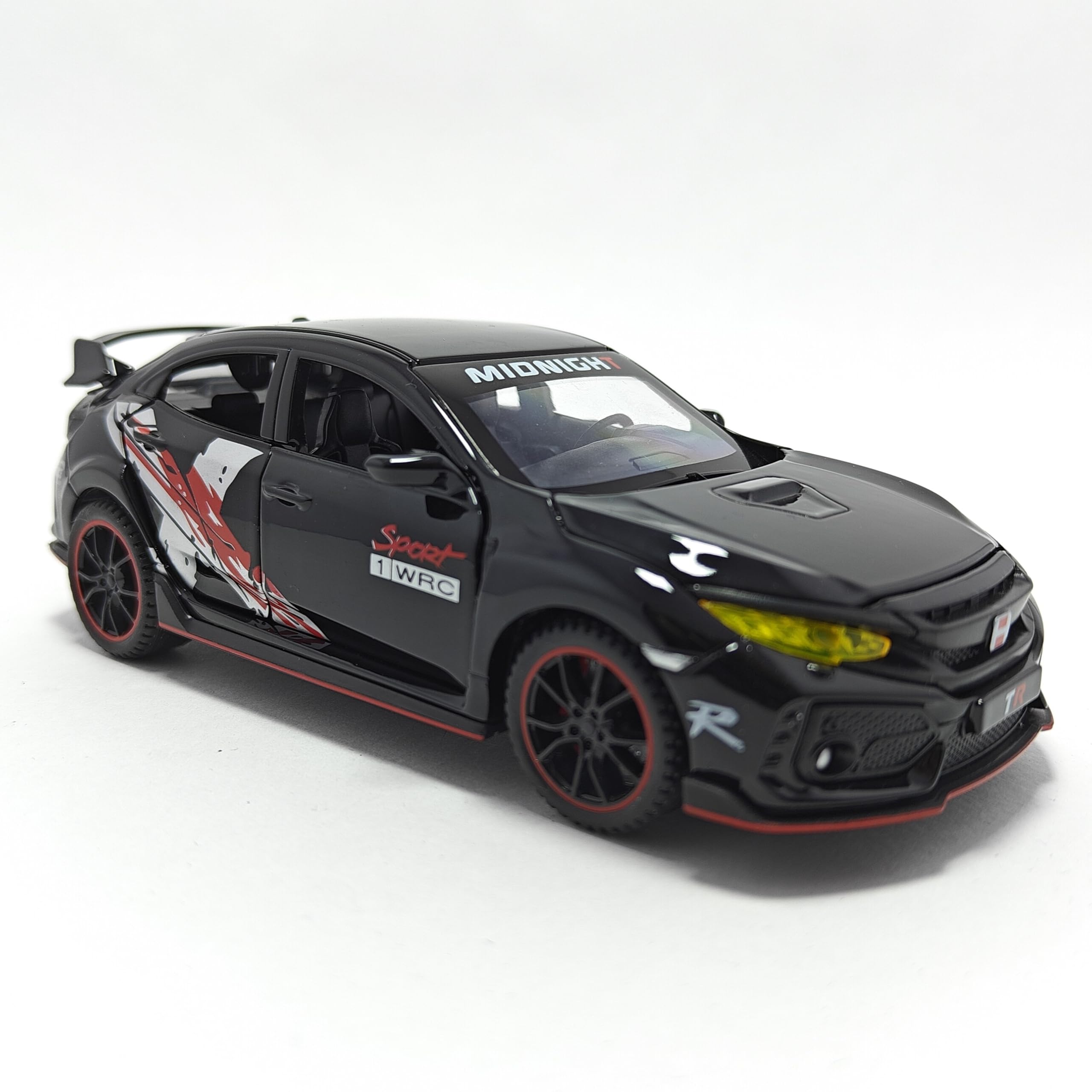 TOYSIKART 1:32 Toy Car for Honda Civic Type-R Diecast Toy Vehicle Metal Pull Back Model Car with Light and Sound for Kids Adults Gift (Black)