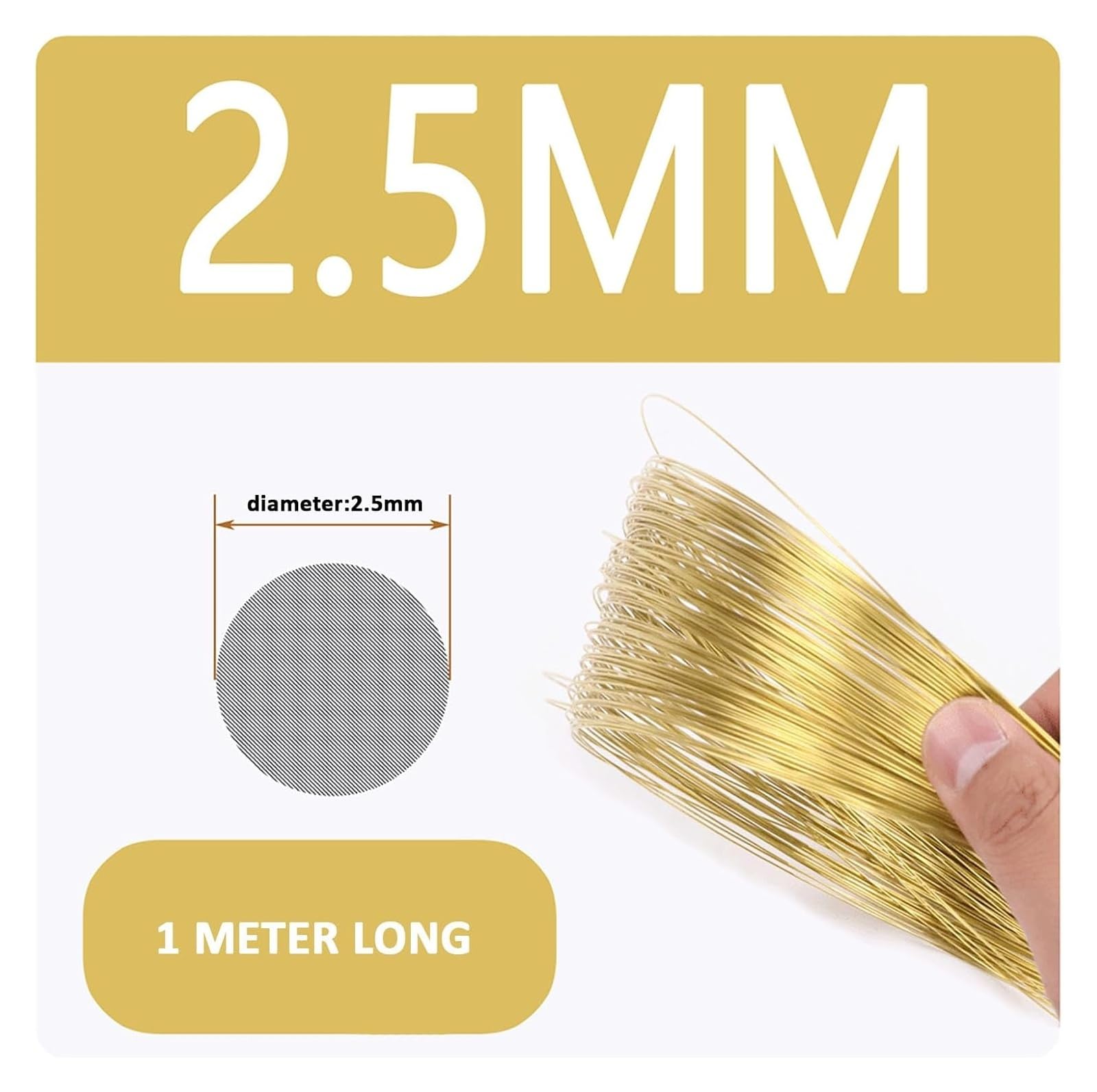 Alambre de Latón 0.3mm-5mm 1m for Joyería Artesanal