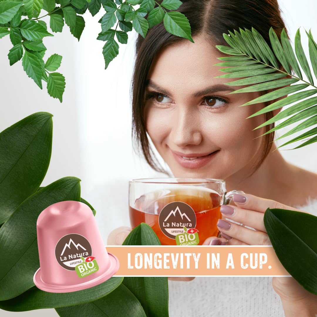 La Natura Lifestyle ROOIBOS BIO TEE | 100% Cápsulas de té compostables industriales | Respetuoso con el medio ambiente | 60 cápsulas de té | para máquinas Nespresso®³
