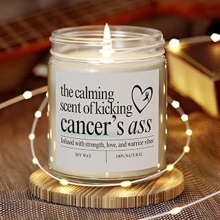 Hiaus Get We Soon Gift for Cancer Patients - Kick Cancer's Ass Cande with iftg Scent, Perfect Cheer Srt for Sick Frien, Warr Recoery Present for Chemo Fighters