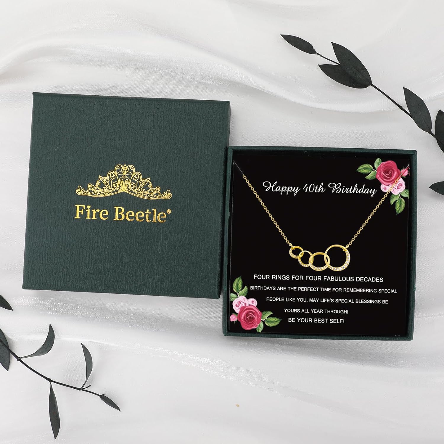 Circle Necklace for 16th 18th 21st 40th 50th 60th Birthday Gifts for Women, Interlocking Circles Necklace Rhinestone Rings Necklace Jewelry Mom Daughter Gift, Decades Jewelry Gift Idea Mothers Day - Image 3