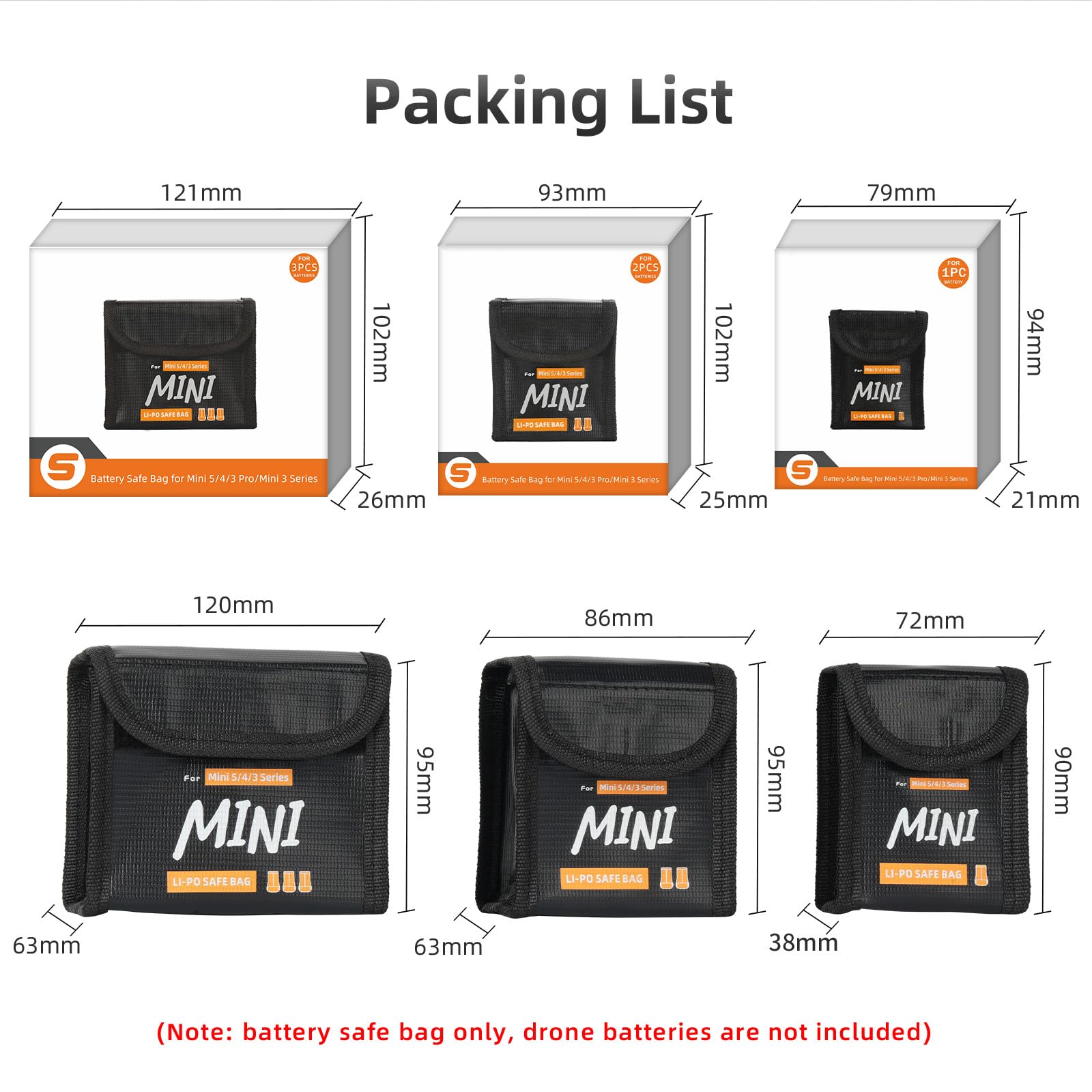 Lipo Torba sejfowa na baterie do DJI Mini 5 Pro/4 Pro/3 Pro/Mini 3 ognioodporna, przeciwwybuchowa, etui ochronne, bezpieczne ładowanie, torba do przechowywania, akcesoria dronowe, Na 1
