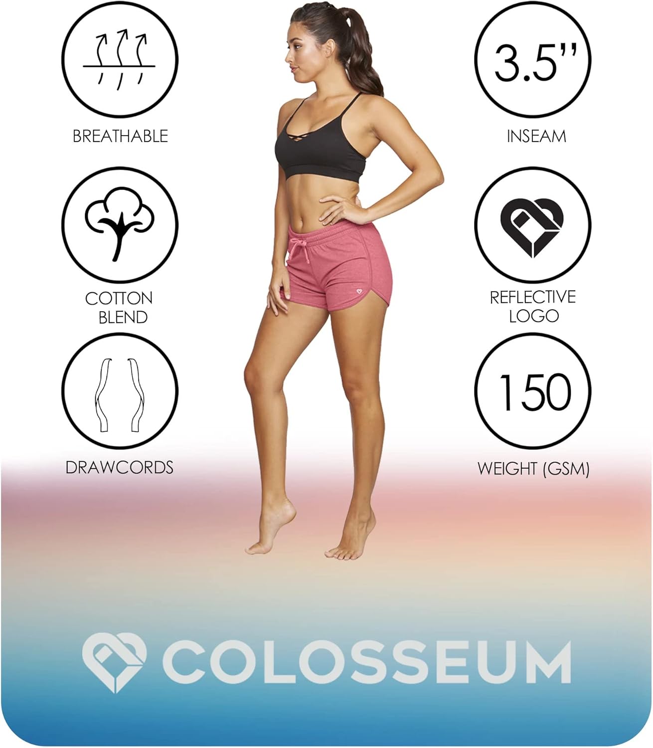 COLOSSEUM Active Women's Simone Cotton Blend Yoga and Running Short - Image 5