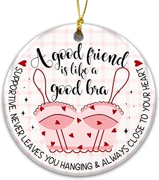 Funny Friendship Christmas Ornament 2025   A Good Friend is Like a Good Bra, Supportive & Close to Your Heart   Best Friend, BFF Christmas Decoration, Cute Stocking Stuffer for Women