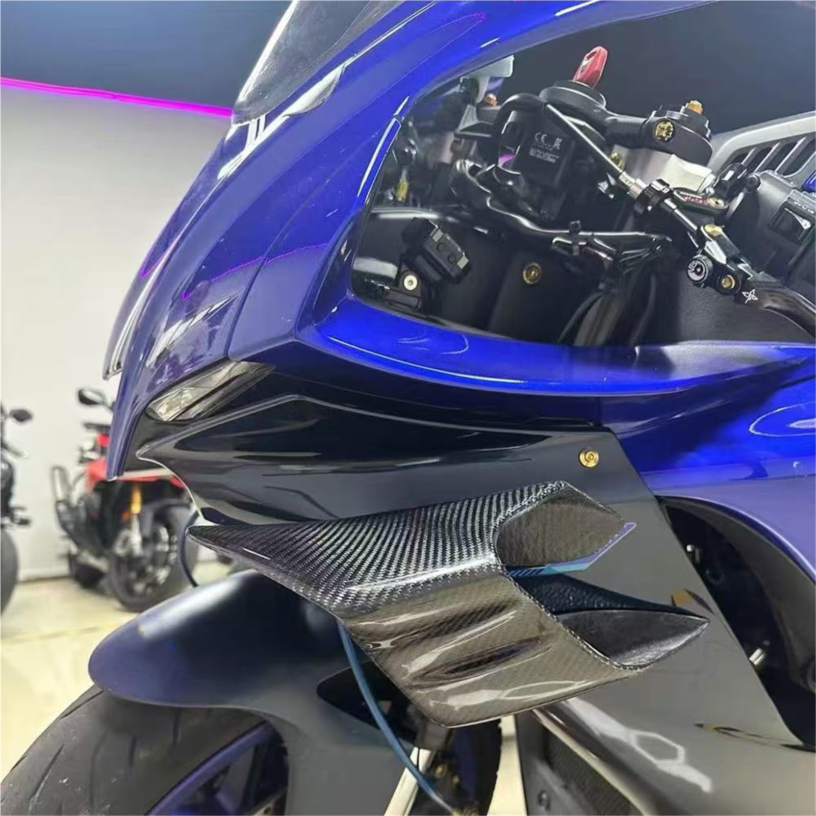 Front Bumper Splitter dachowy Pasuje do Yamaha YZFR1 2015-2024 YZFR6 2017-2023 Skrzydło, prowadnica powietrza, spojler, lotka, stała osłona skrzydła