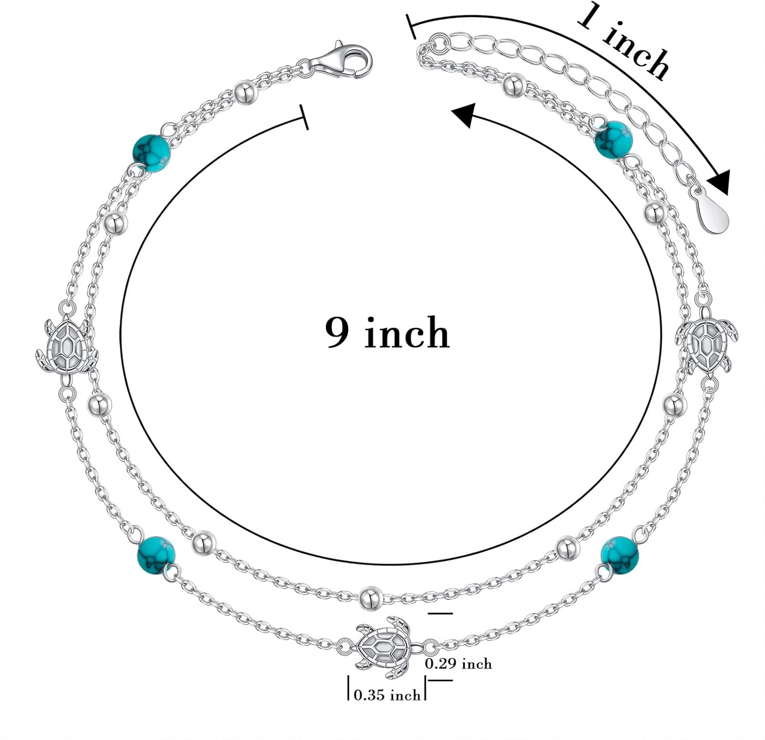 Ladytree Anklet for Women 925 Sterling Silver Adjustable Foot Beaded Heart/Cubic Zirconia Charm Ankle Bracelet Anklets Jewelry - Image 5