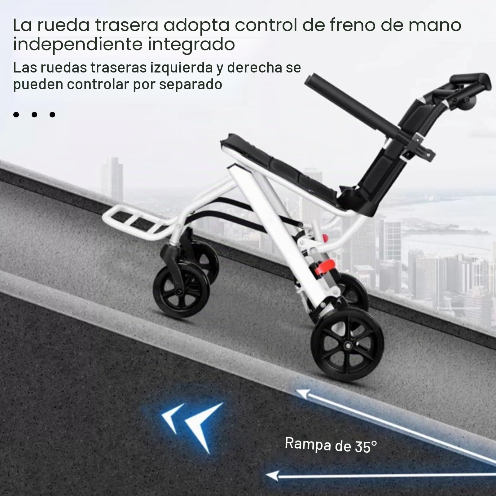 Silla de Ruedas Portátil de Viaje - Plegable y Ligera (18 Libras) - Para Adultos Mayores - Soporta 200 Libras