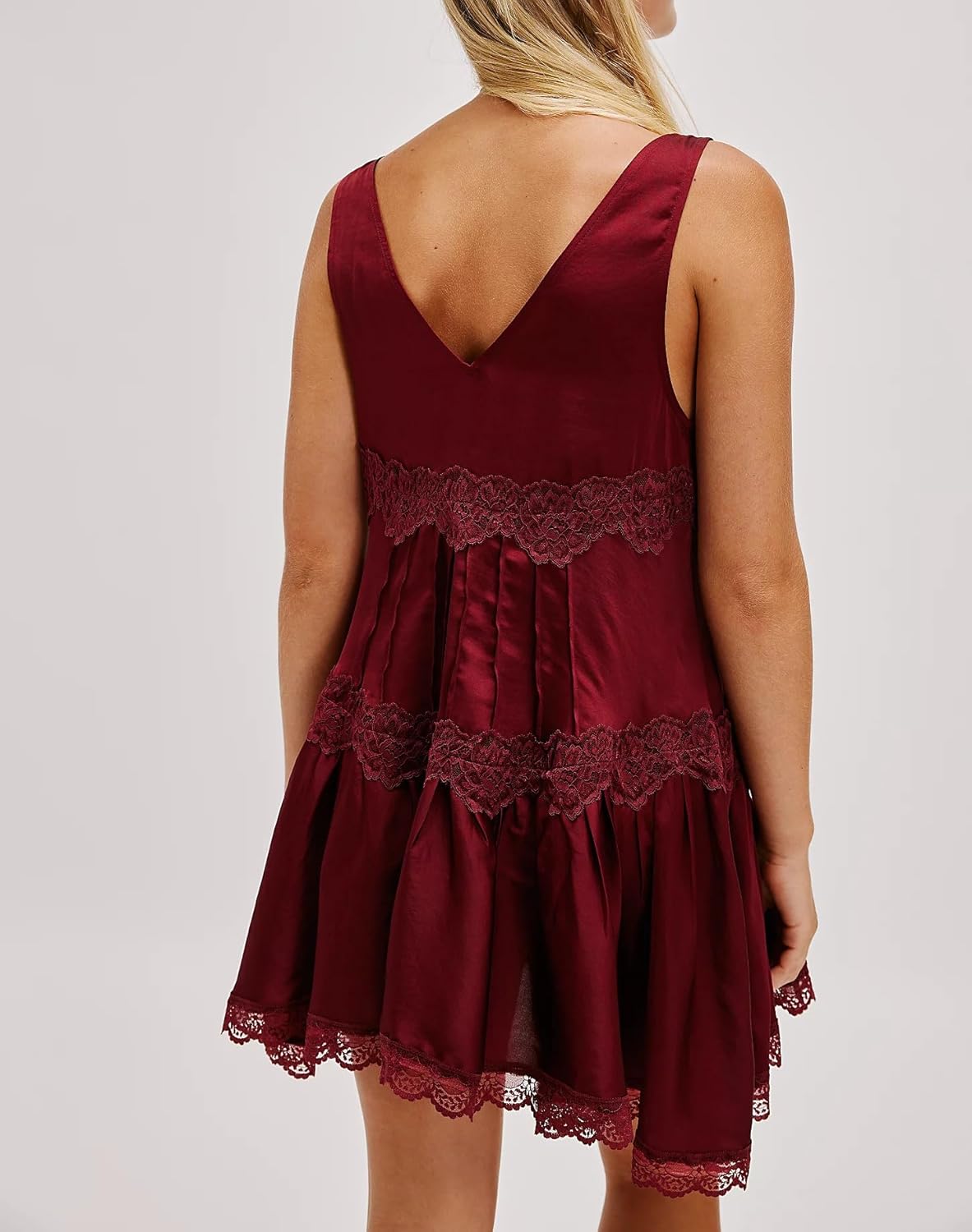 Women Y2k Lace Slip Mini Dress Sexy Sleeveless V Neck Flowy Short Dress Summer Tunic Dresses Soft Lingerie