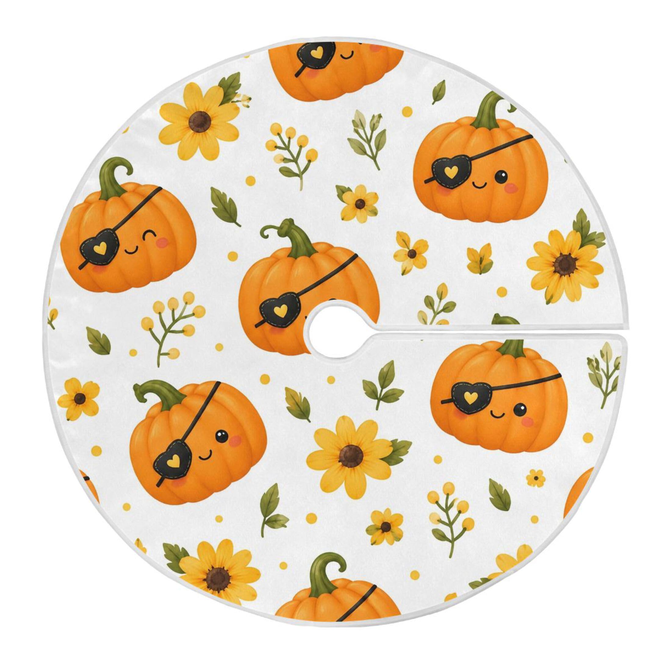Fuauuyl Pumpkins Christmas Tree Skirt 36 in Indoor Outdoor Tree Mat for Farmhouse Holiday Party Decoration