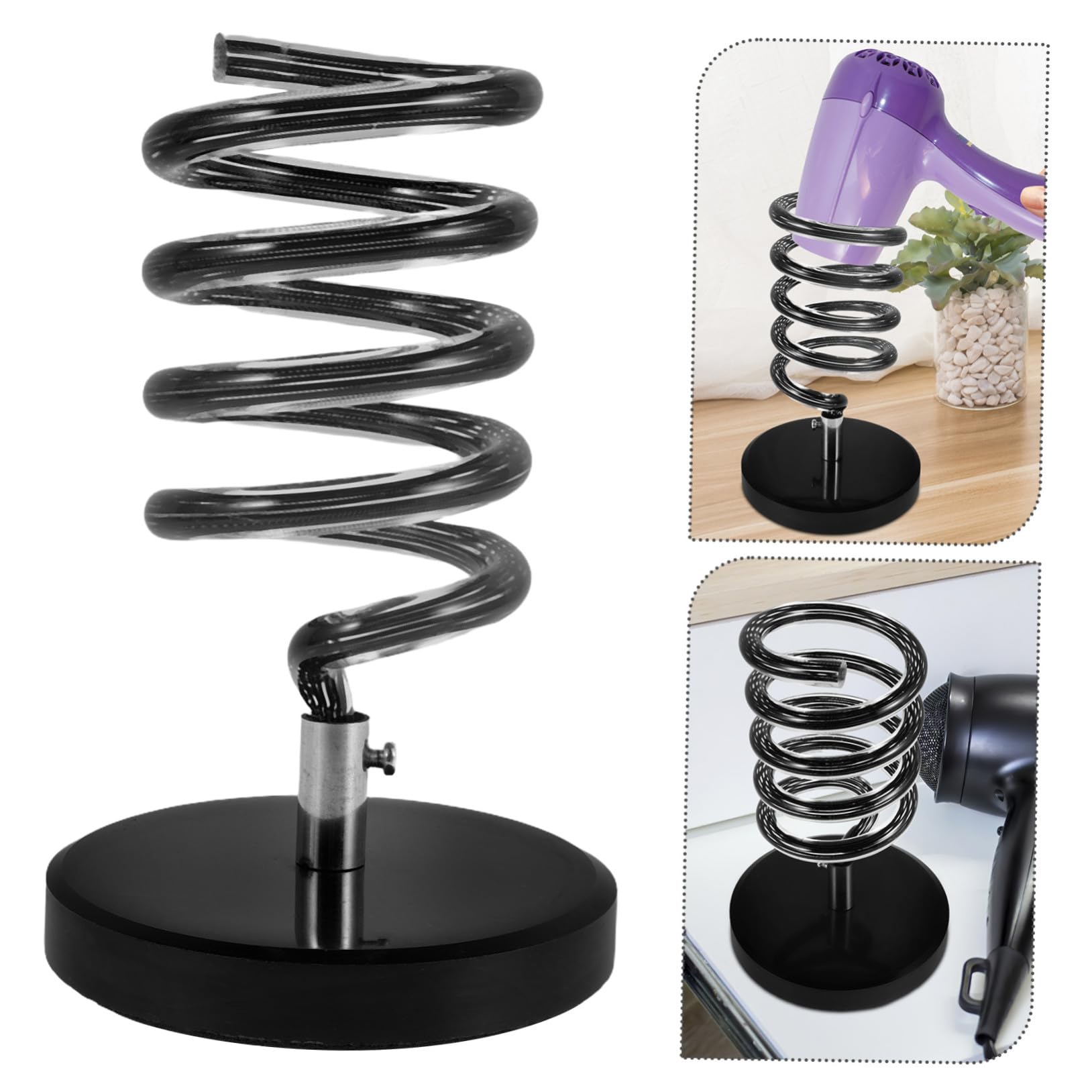 Soporte de Sobremesa para Secador de Pelo con Base de Mármol Negro Organizador sin Taladro para Peluquería y Baño Soporte Espiral para Accesorios de Peinado y Planchas