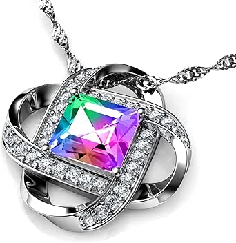 Collana Donna Cubica in Argento Color Oro Rosa E Zirconia Bianchi Rosa