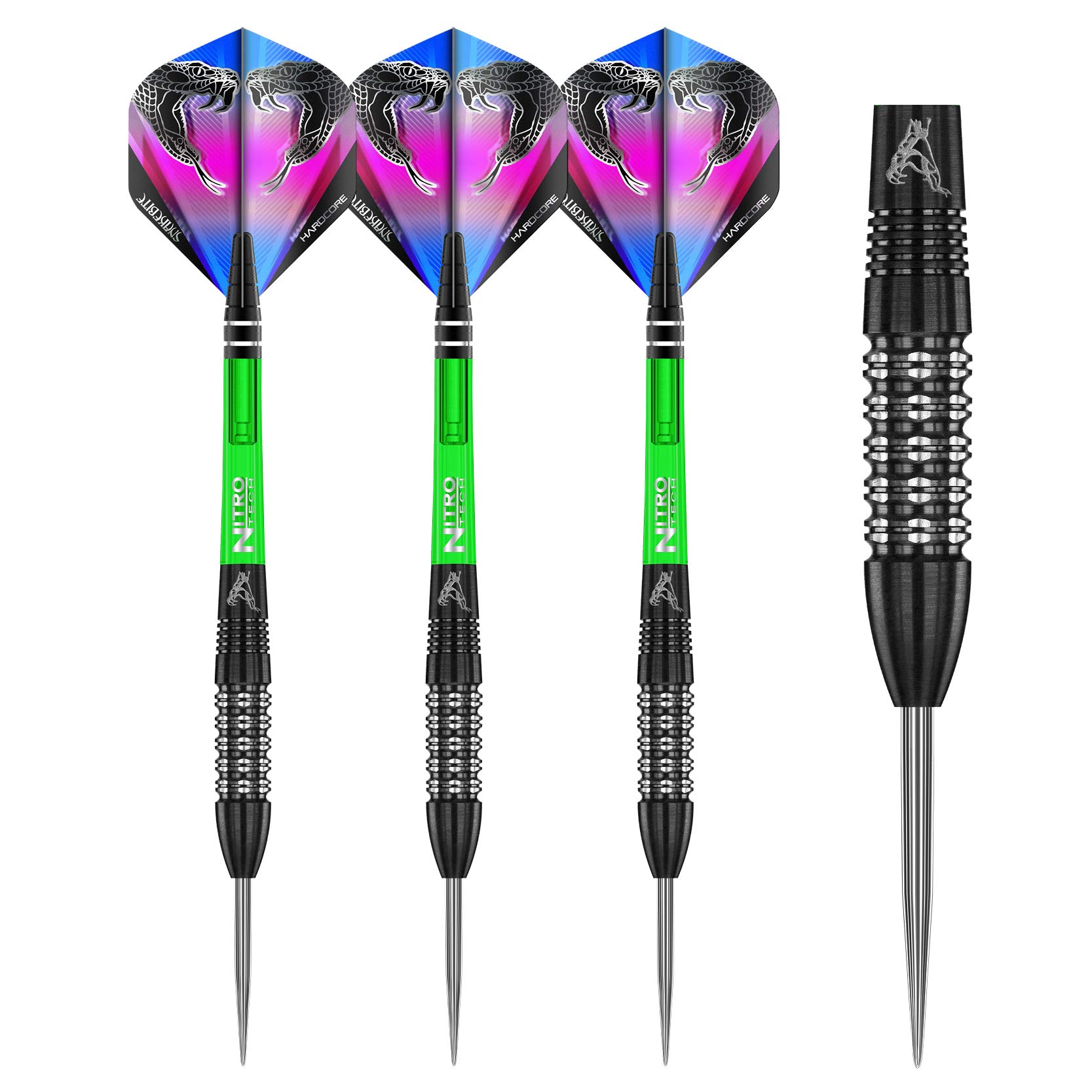 RED DRAGON Peter Wright Snakebite Black Strike: 24g Tungsten Darts Set with Flights and Stems