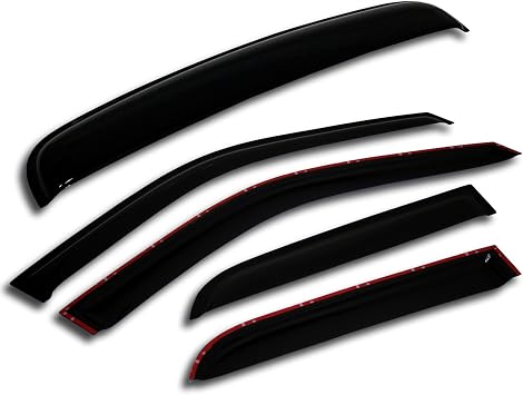 WSV-472 Sunroof Moonroof and Out-Side Mount Window Visor Deflector Rain Guard Dark Smoke 5-pc Set