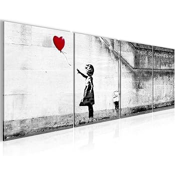 Leinwand (40x60cm): Banksy - Balloon Girl Mädchen mit Luftballon hochkant  Graff: Amazon.de: Küche & Haushalt