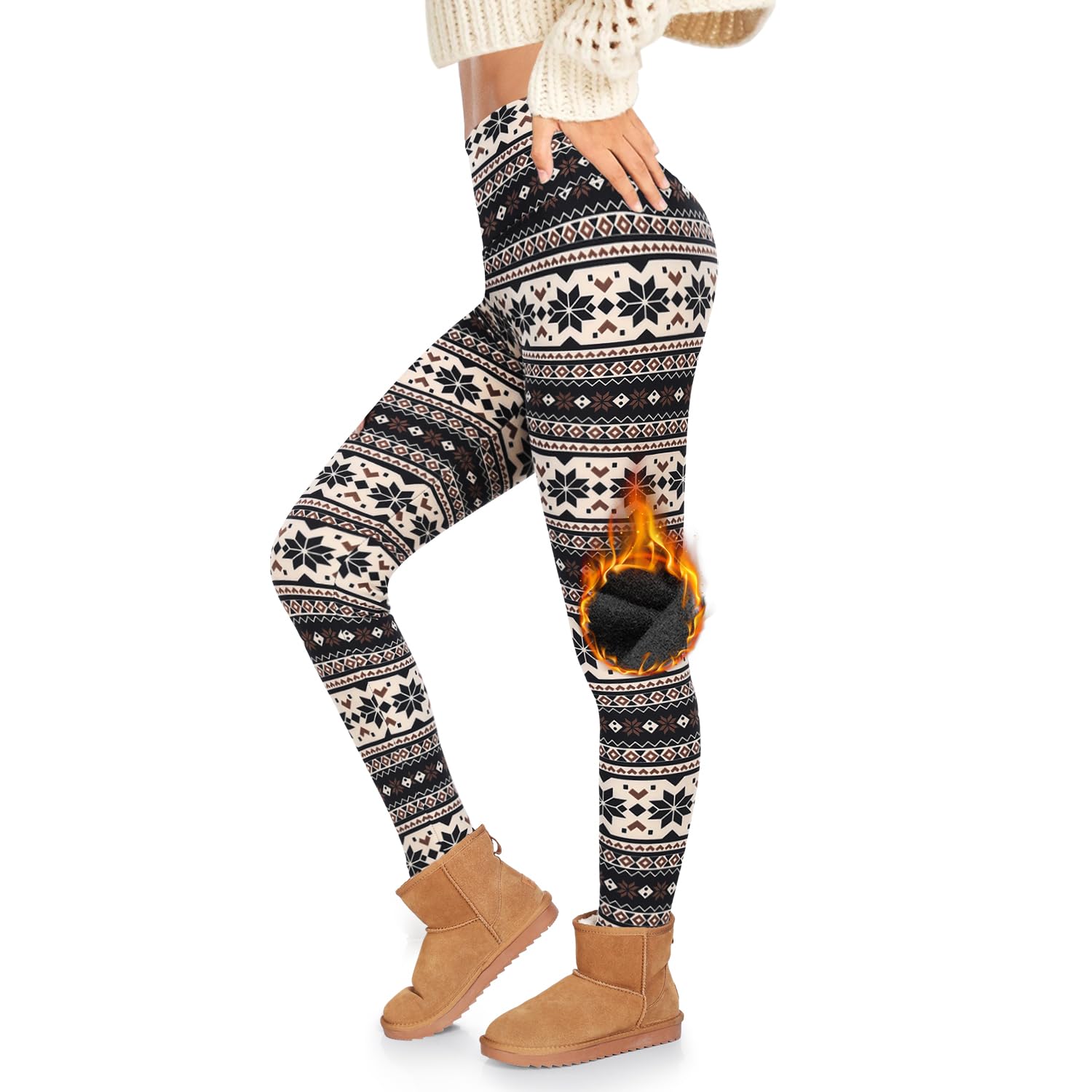 ACTINPUT Fleece Lined Leggings Women High Waist Thick Thermal Leggings Winter Warm Stretchy Leggings Tights