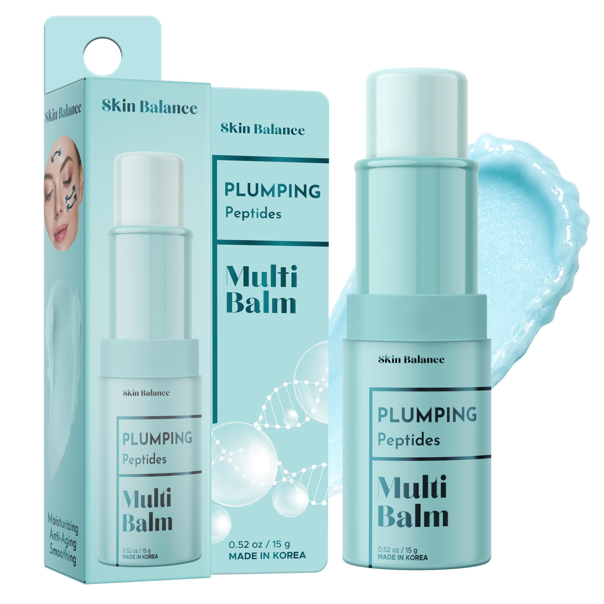 Peptides Multi Balm Stick - Dermatologist Tested, Anti Aging Korean Skin Care - Helps Depuff, Softens Fine Lines, Reduces the Look of Dark Circles - Vegan, Clean Beauty, Cruelty Free