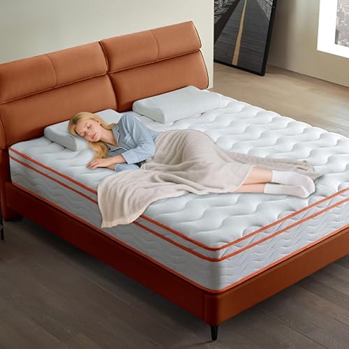 10 Inch Twin Hybrid Mattress, Memory Foam Queen Mattress with Comfy Layer for Pressure Relief, Midium Firm with Individual Pocket Springs, Motion Isolating, Certipur-Us Certified