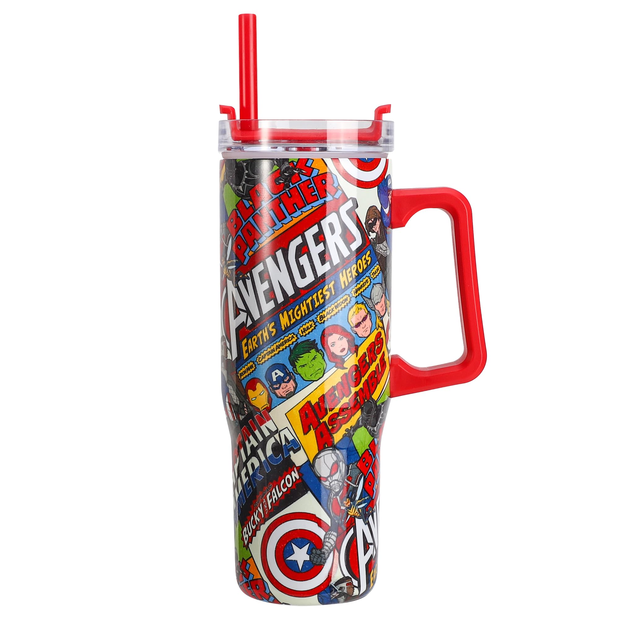 Avengers 940mL Double Walled Vacuum Insulated Tumbler with straw & Handle