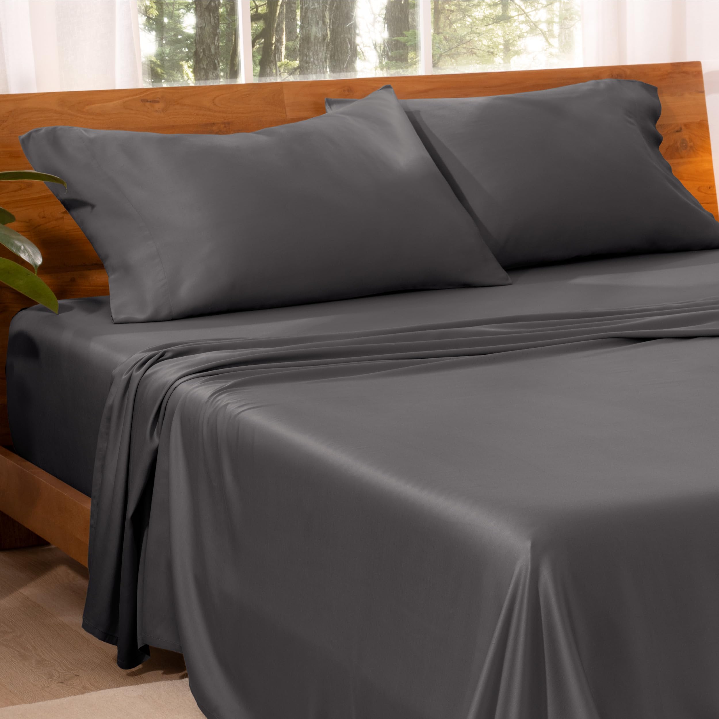 Bare Home Lyocell Tencel Sheet Set - Queen Size - 4 Piece Set - Derived from Eucalyptus -