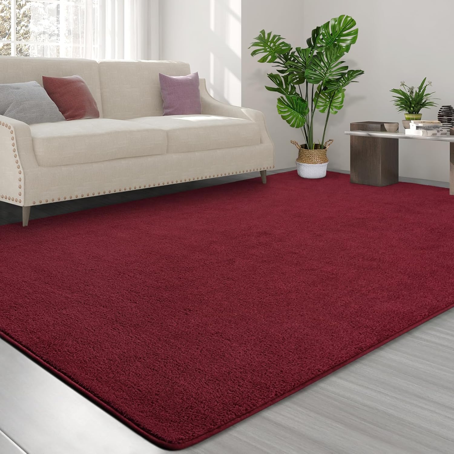 Amazon.com: FlyDOIT Area Rugs for Bedroom Living Room, 5x8 Rose Red ...