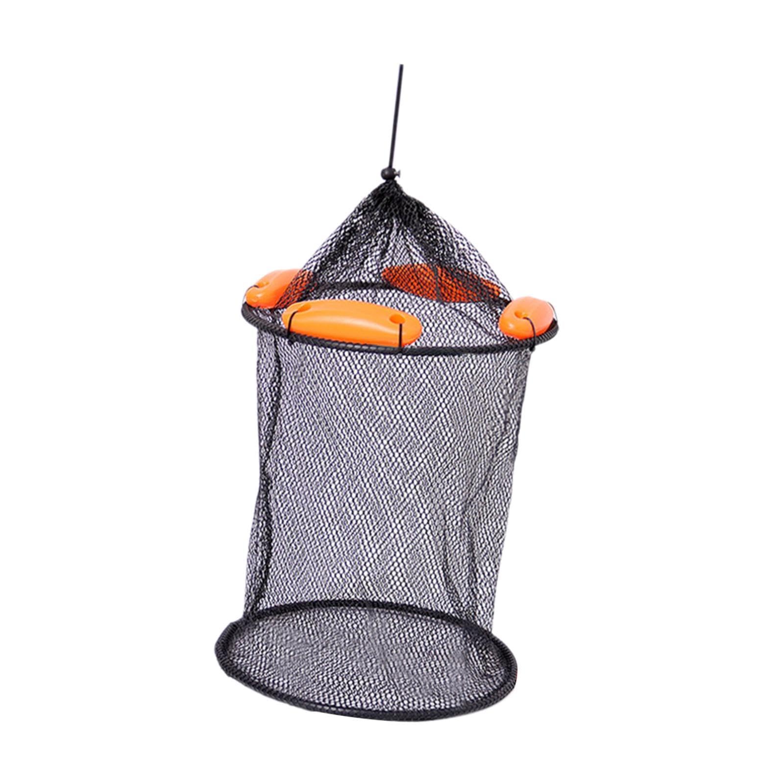 Menolana Float Fish Basket Coated Mesh Net Fishing Bucket Well Fishing Net Cage for Live Caught Fish, 33x35cm