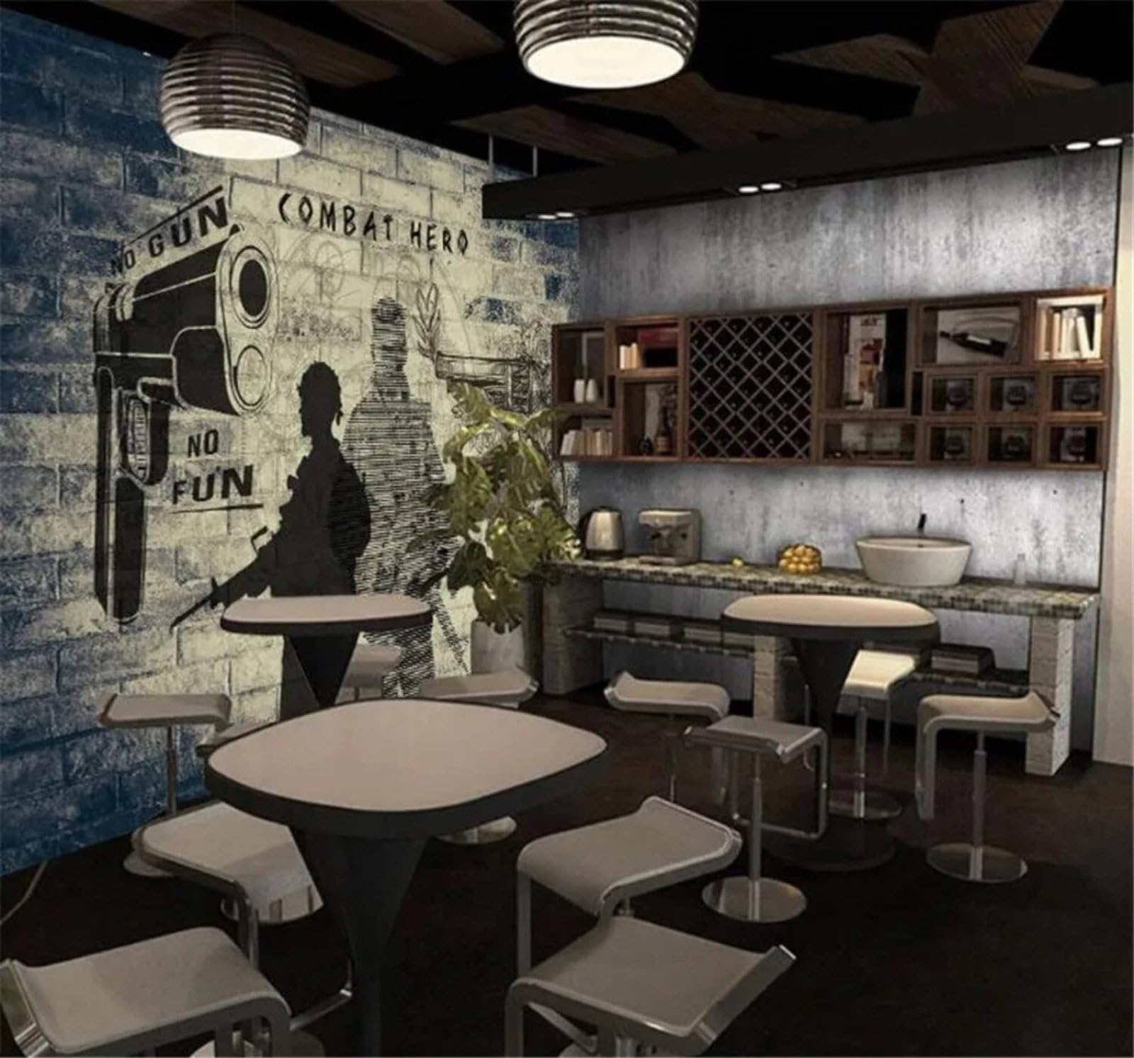 Tzxztt Retro Brick Walls Hand Drawn People Unique Modern 3D Wallpaper Premium Textured Silk Neutral Tones Material Ideal for Living Room Bedroom-350cm×256cm
