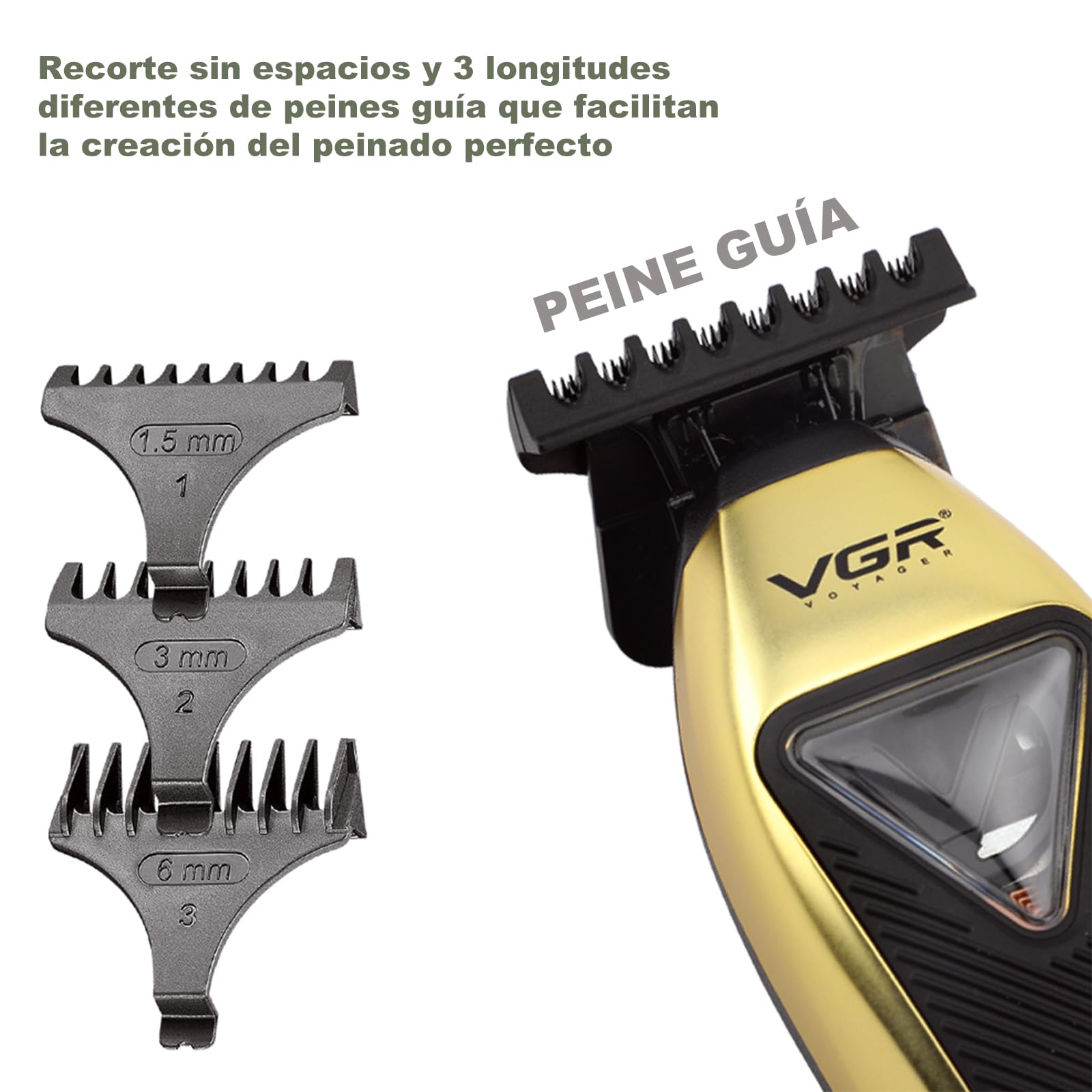 VGR 994 Cortapelos para Hombre, Motor Vectorial, 10000 RPM, Base de Carga | Cortapelos y Recortadora de Barba Profesional – Cuchilla en T con Revestimiento DLC para Barberos
