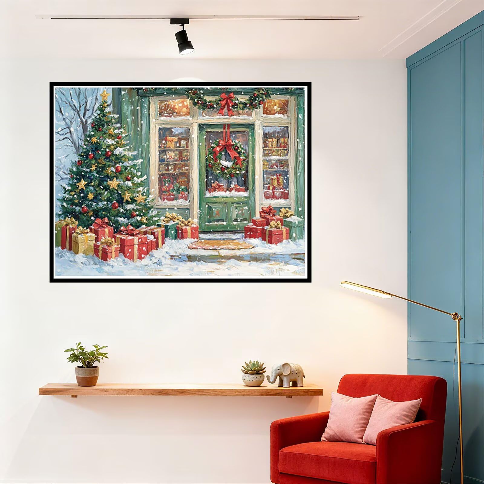 Peinture Numero Adulte NoëL Coloriage par Numero Adulte Cabine DIY Paint by Numbers, avec Pinceaux Peinture Loisir Creatif Enfant Numéro D'art Cadeau Femme, Pour Decoration Maison 60x80cm H - 551