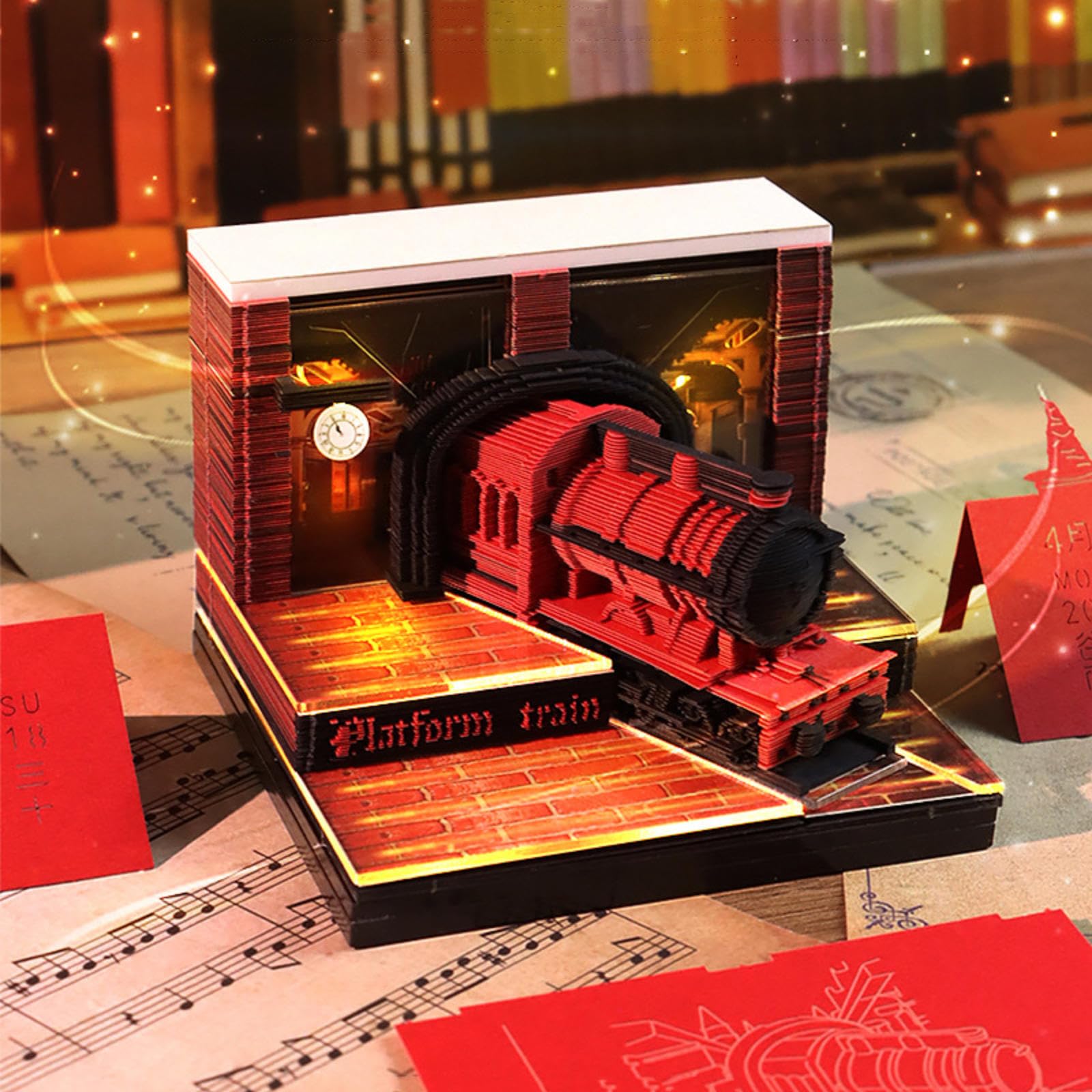 Kalendarz 3D 2026, kalendarz czasowy 2026 z notatnikiem, kreatywny papier 3D artystyczny kalendarz biurkowy z jasnym i akrylowym pudełkiem ekspozycyjnym, zrób to sam, ręcznie rozdarty papier, rzeźba