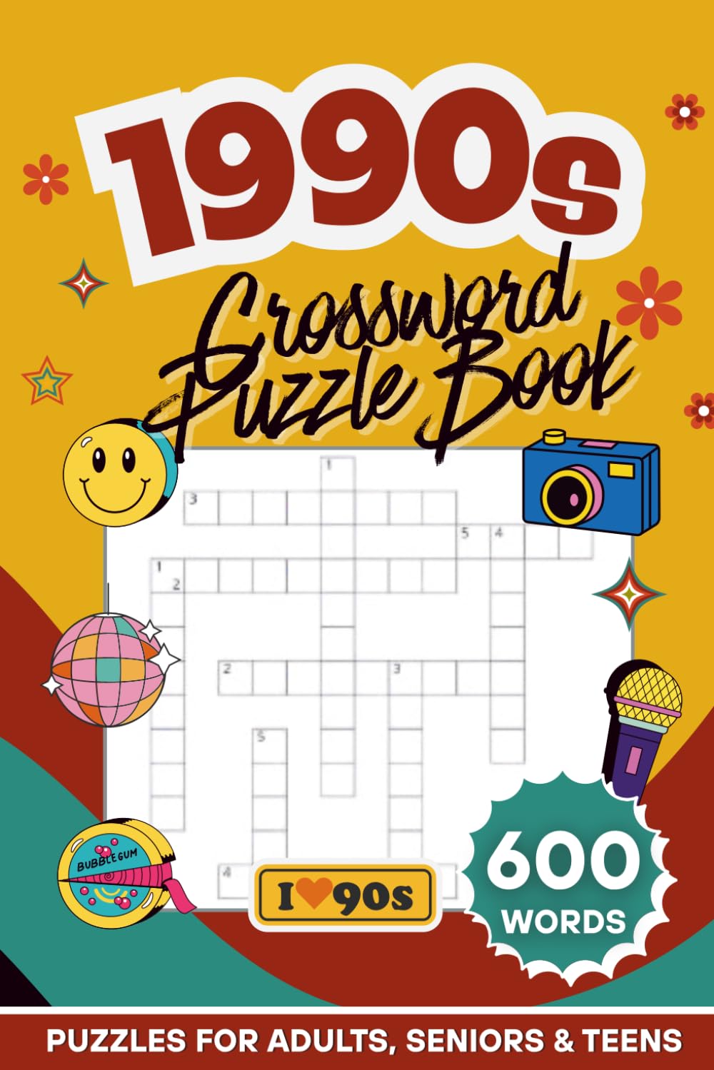 1990s Crossword Puzzle Book for Adults: 600 Retro-Themed Words | 60 Nostalgia Puzzles | Large Print Brain Games For Adults, Seniors & Teens (Nostalgic ... Crossword & Wordsearch Puzzle Book Series)