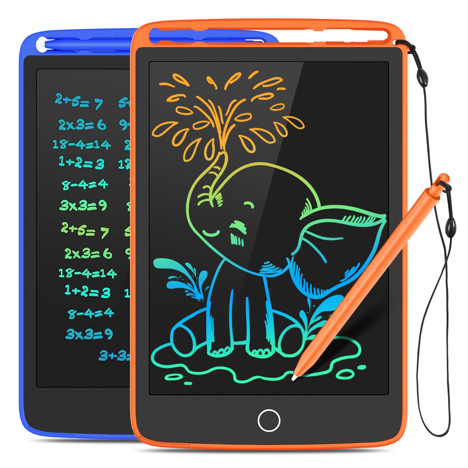 2 Pack LCD Writing Tablet, Colorful Screen Doodle Board 8.5 Inch Drawing Tablet for Kids, Learning Toys Birthday Gifts Travel Activity Games for 3 4 5 6 Year Old Boys and Girls Toddlers(Orange Blue)