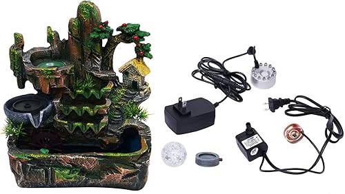Miniatura 7 de Fuente de escritorio para interiores, fuente de agua de mesa, mini fuente de rocalla, cascadas de montaña en cascada con atomizador para festivales,
