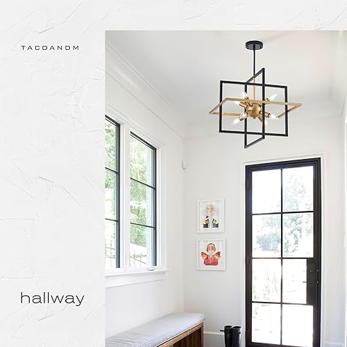 Miniatura 6 de TACDANDM Candelabro Sputnik de 18.9 pulgadas de oro negro con 8 luces, moderno, industrial, ajustable, colgante geométrico para entrada, vestíbulo,