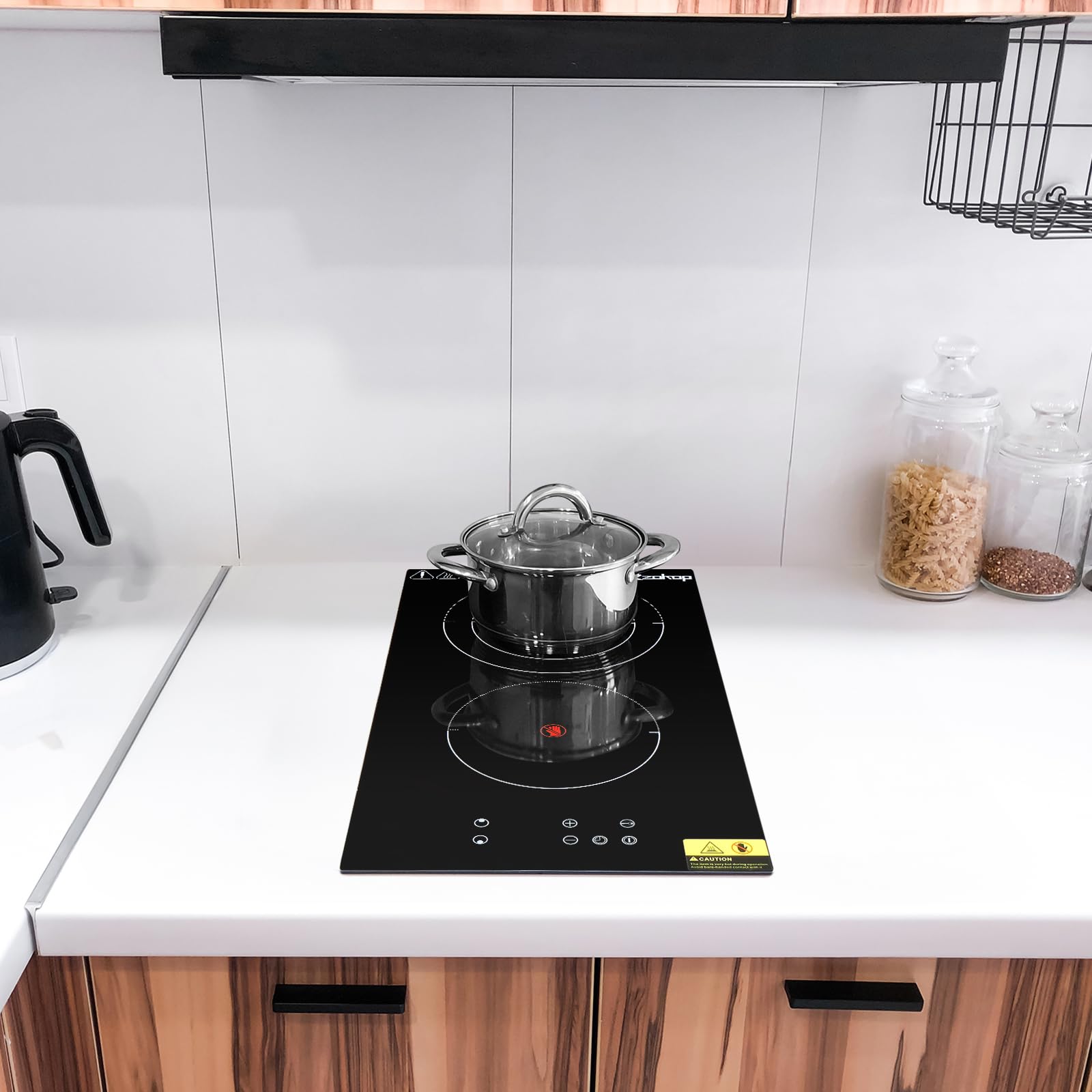 LEADZM Ceramic hob | 2 burners, 3000 W, timer, touch keys, anti-overflow, 9 power levels