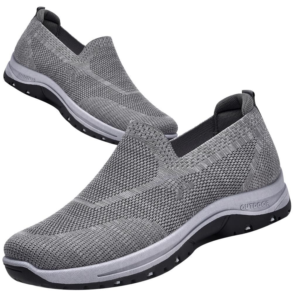 Zapatillas Ortopédicos Hombre Zapatillas Hombre Extra Confort Zapatillas para Diabéticos Hombre Zapatos para Pies Planos Hombre para diabéticos de Anchos Anchos,Gris,43/265mm