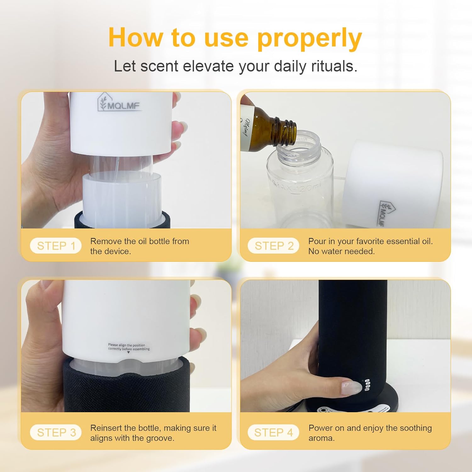 Hotel Collection Diffuser Machine,Fabric-Wrapped Design,Candlelight Atmosphere Lamp,Whisper-Quiet,1000 Sq Ft,Scent Waterless Essential Oil Diffuser,Scent Air Machine Home - Grey - Image 8