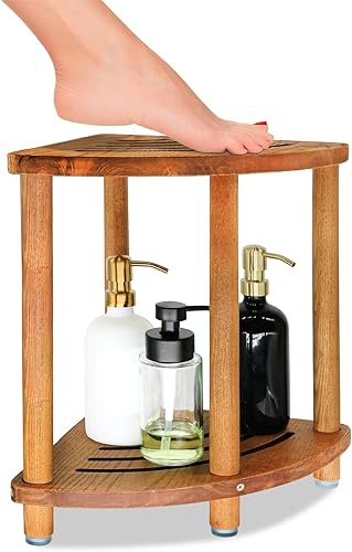 ENKEZI Taburete de ducha esquinero de 16 pulgadas, asiento de ducha para ducha interior, taburete de ducha para afeitarse piernas, taburete para