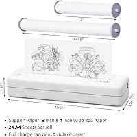 Vista 8 de HPRT Impresora portátil inalámbrica, impresora térmica Bluetooth para viajes, oficina móvil, escuela, hogar, compatible con iOS Android, color blanco
