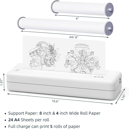 Miniatura 8 de HPRT Impresoras portátiles inalámbricas - Impresoras portátiles inalámbricas para viajes oficina móvil escuela hogar - Impresora inalámbrica